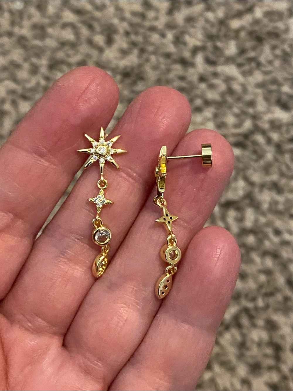 Gold Starburst Drop Earrings - Women Jewelry